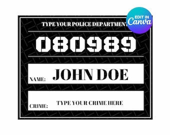 Cartel editable con foto policial - Plantilla de Canva - Accesorio para fiesta temática de policías - Tamaño A4/Carta EE. UU. (Descarga instantánea)