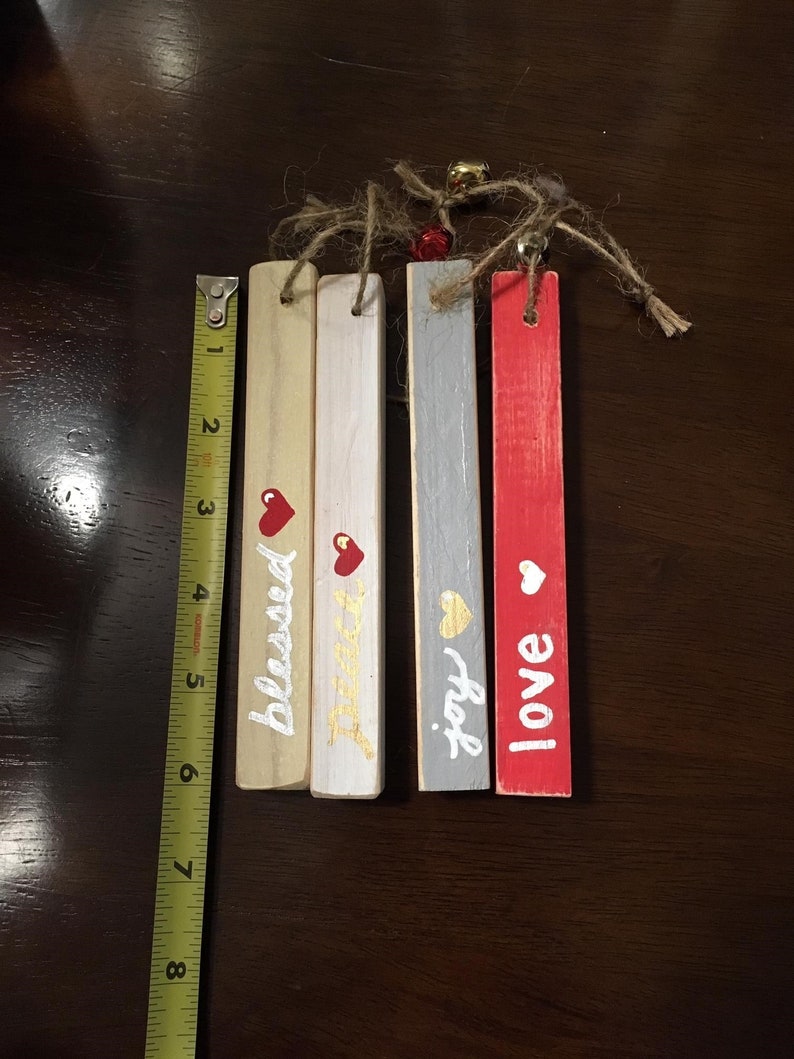 Choose color of painted wood /& wording Rustic WoodenOrnamentDecorGift Accessory with Jingle Bell