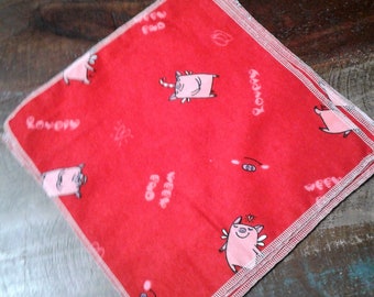 pig flannel handkerchiefs, Unpaper towels,Facial tissue,Fabric hanky, Eco-friendly, Zero waste, Pig gift,reusable baby cloth, Christmas gift