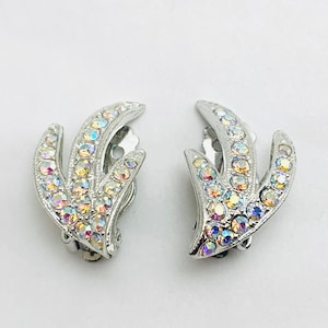 Vintage Rhinestone Clip On Earrings