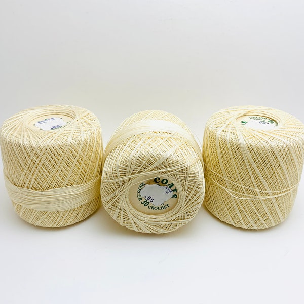 1950’s JP Coats Chain Mercer-Crochet Antique White Cotton Thread, 3 200 Yrd Rolls