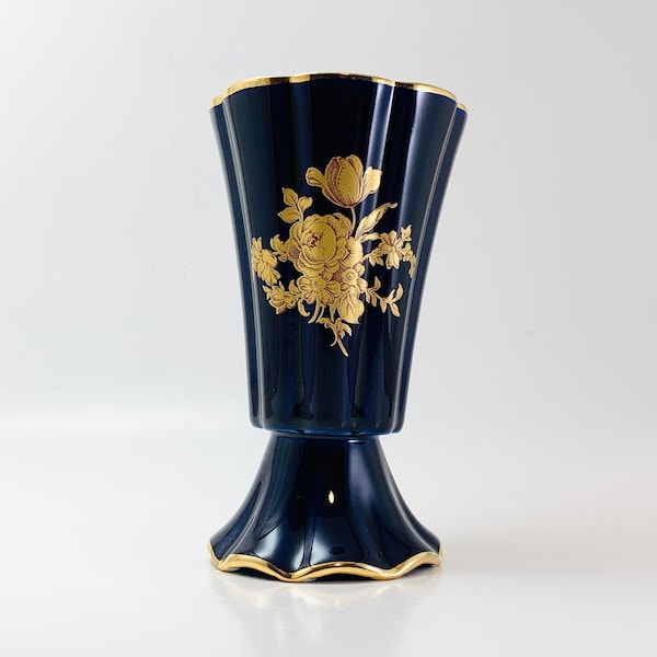 Vintage Limoges Cobalt Vase