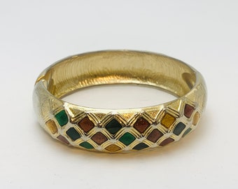 Vintage Gold Toned Enamel Cuff Bracelet