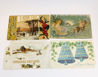 1910’s Antique Christmas Postcards, Used