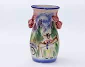 Vintage Koi Fish Handle Porcelain Vase