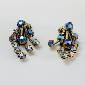 Vintage Rhinestone Clip On Earrings