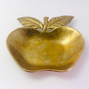 Vintage Brass Apple Trinket Dish