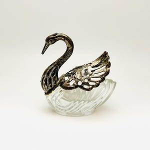 Vintage Glass Swan Salt Cellar