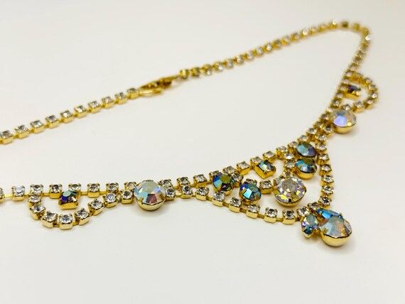 Vintage Coro Coquelicots Vert Aurore Boréale Strass Boucles D'Oreilles Clips