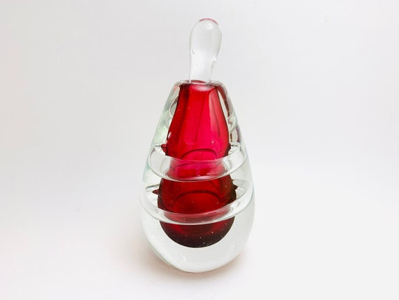 Vintage Cranberry Art Glass Perfume Scent Bottle - image 1