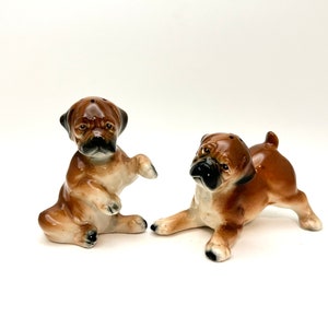 Vintage Boxer Puppies Salt and Pepper shakers