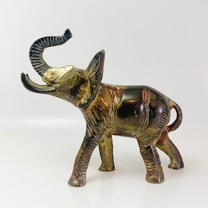 Vintage Antiqued Brass Elephant
