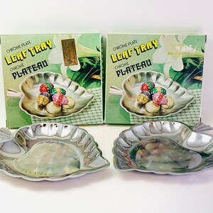 Vintage Chrome Plate Leaf Trays