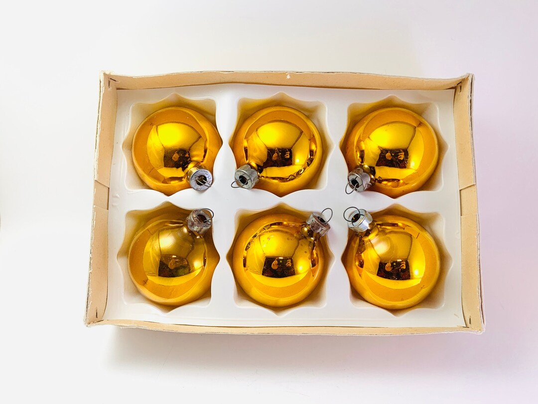 Vintage Glass Gold Ornaments Etsy