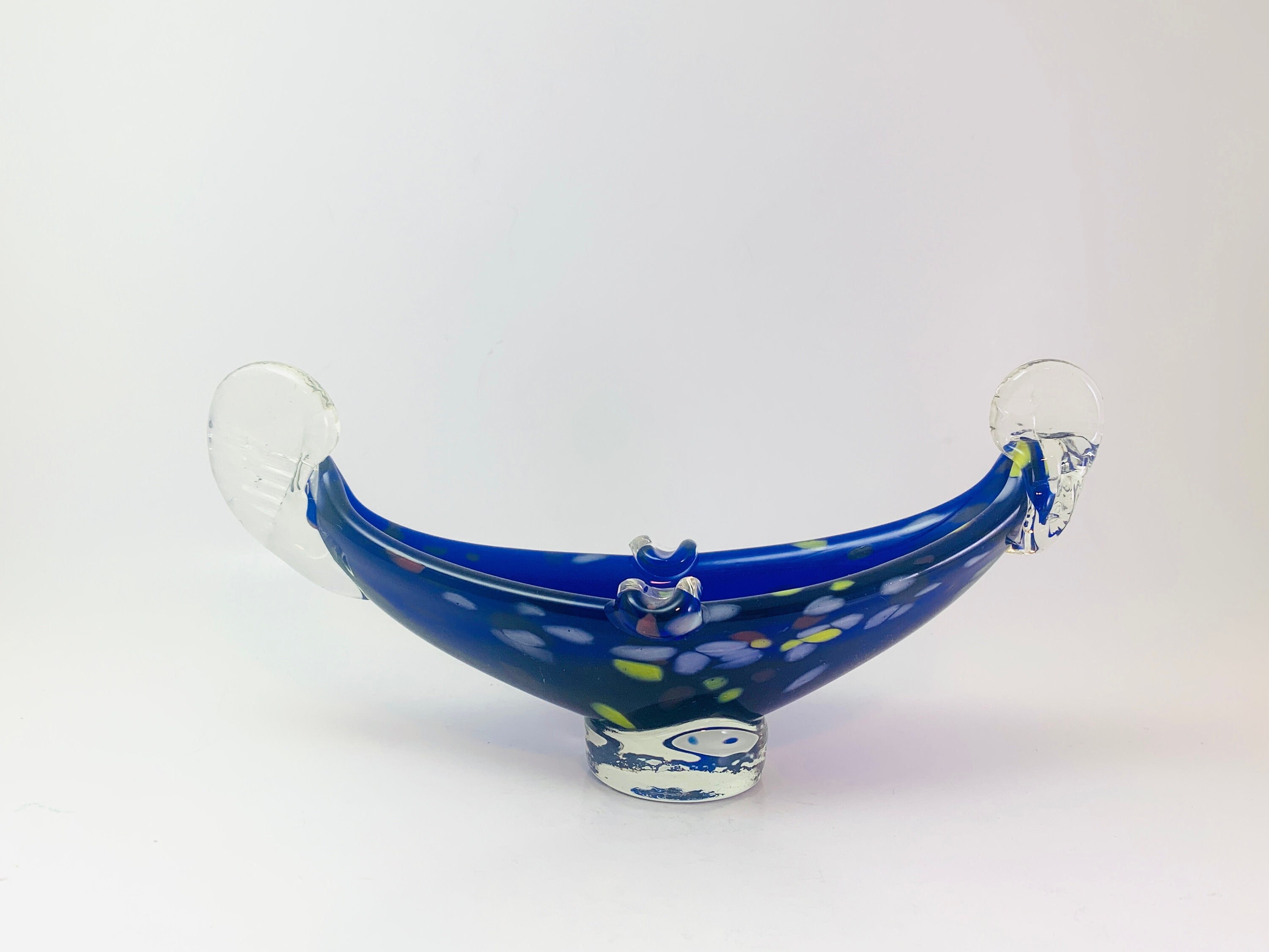 Vintage Glass Gondola Style Ashtray Etsy