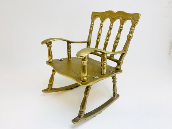 Vintage Brass Rocking Chair - Etsy