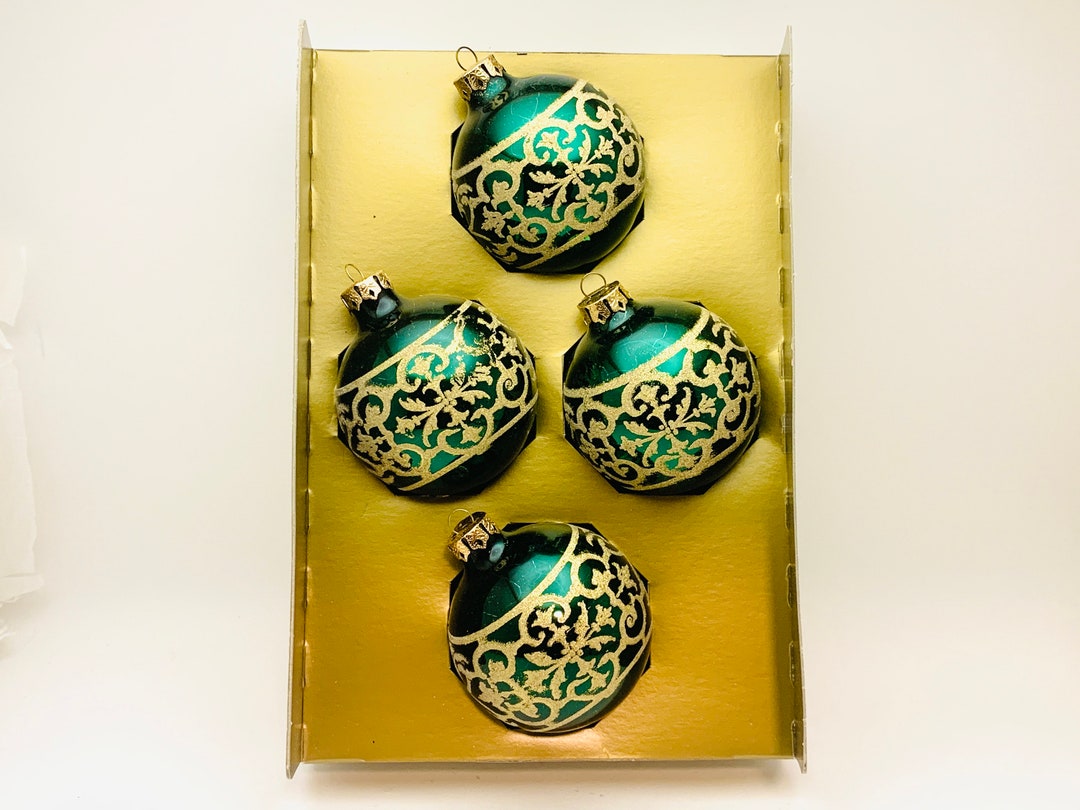 4 Vintage Noma Boxed Glass Christmas Ornaments Etsy