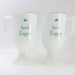 Vintage Irish Coffee Milk Glass Mugs