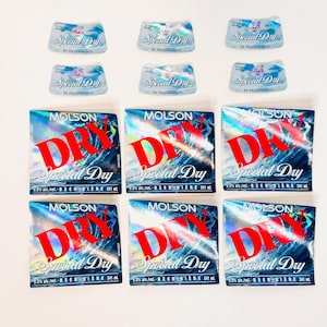 6 Molson Special Dry New Old Stock Beer Labels + 6 Bottle Neck Labels