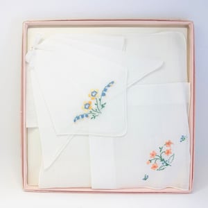 Vintage Irish Embroidered Cotton Handkerchiefs