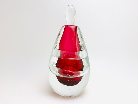 Vintage Cranberry Art Glass Perfume Scent Bottle - image 4