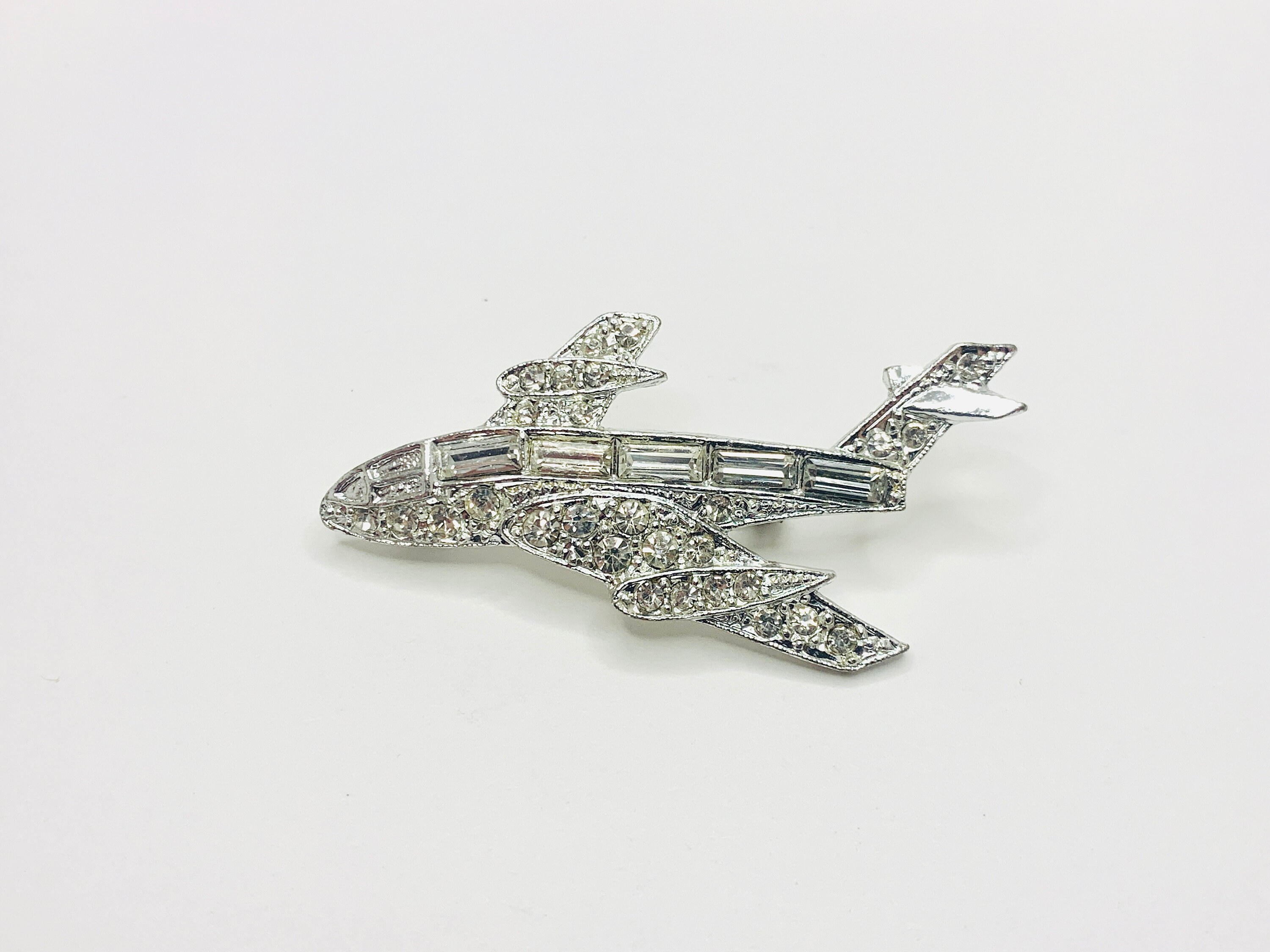 Vintage Airplane Rhinestone Brooch - Etsy