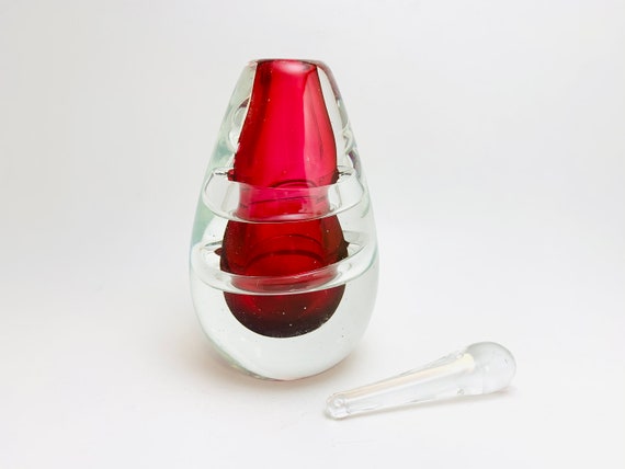 Vintage Cranberry Art Glass Perfume Scent Bottle - image 2