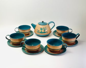 Vintage Tin Toy Tea Set 13pc