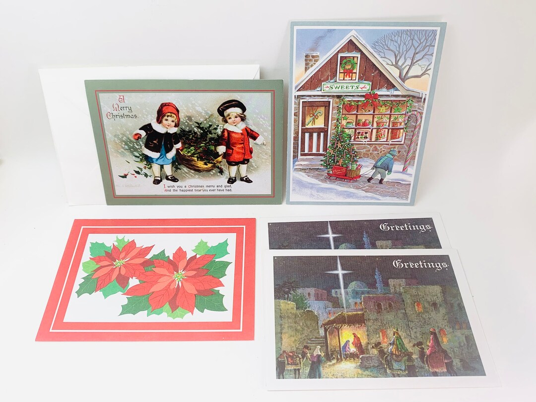 5 Vintage Paper Magic Christmas Cards With Envelopes Etsy
