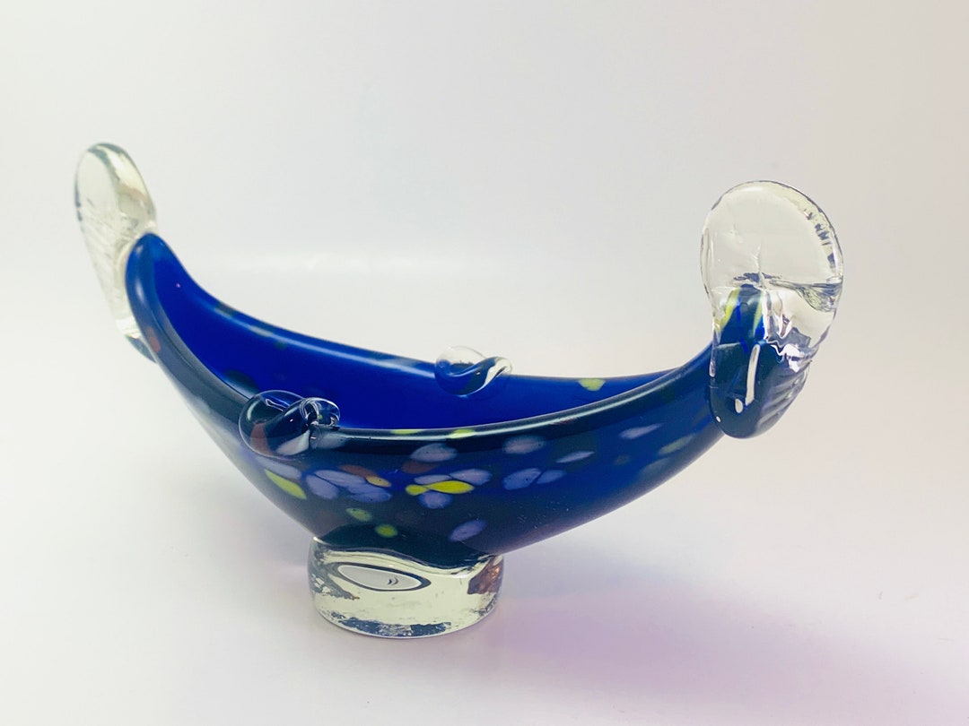 Vintage Glass Gondola Style Ashtray Etsy
