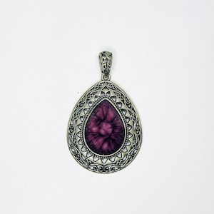 Vintage Large Purple Resin Teardrop Pendant