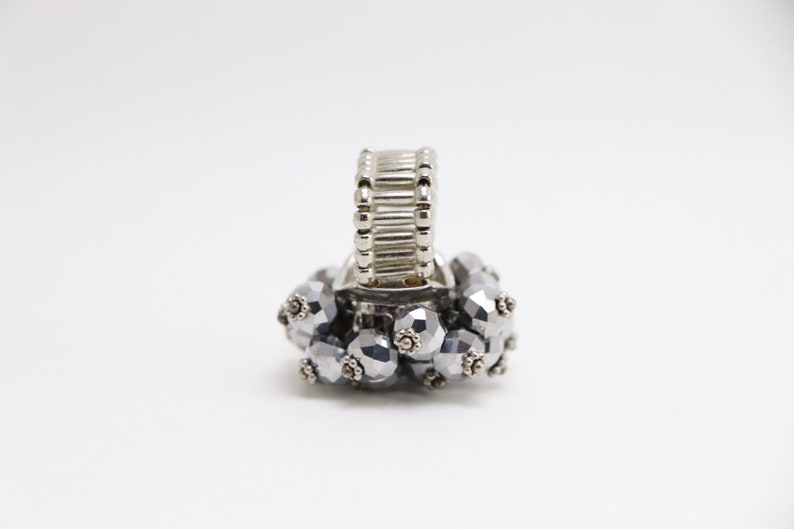 1970\u2019s Silver Beaded Cocktail Ring