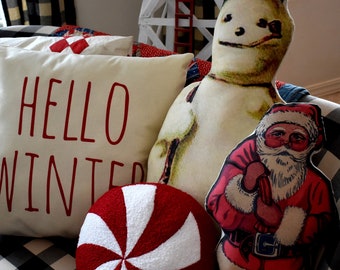 AWESOME big vintage retro old Santa Claus Christmas chair cupboard tuck pillow doll