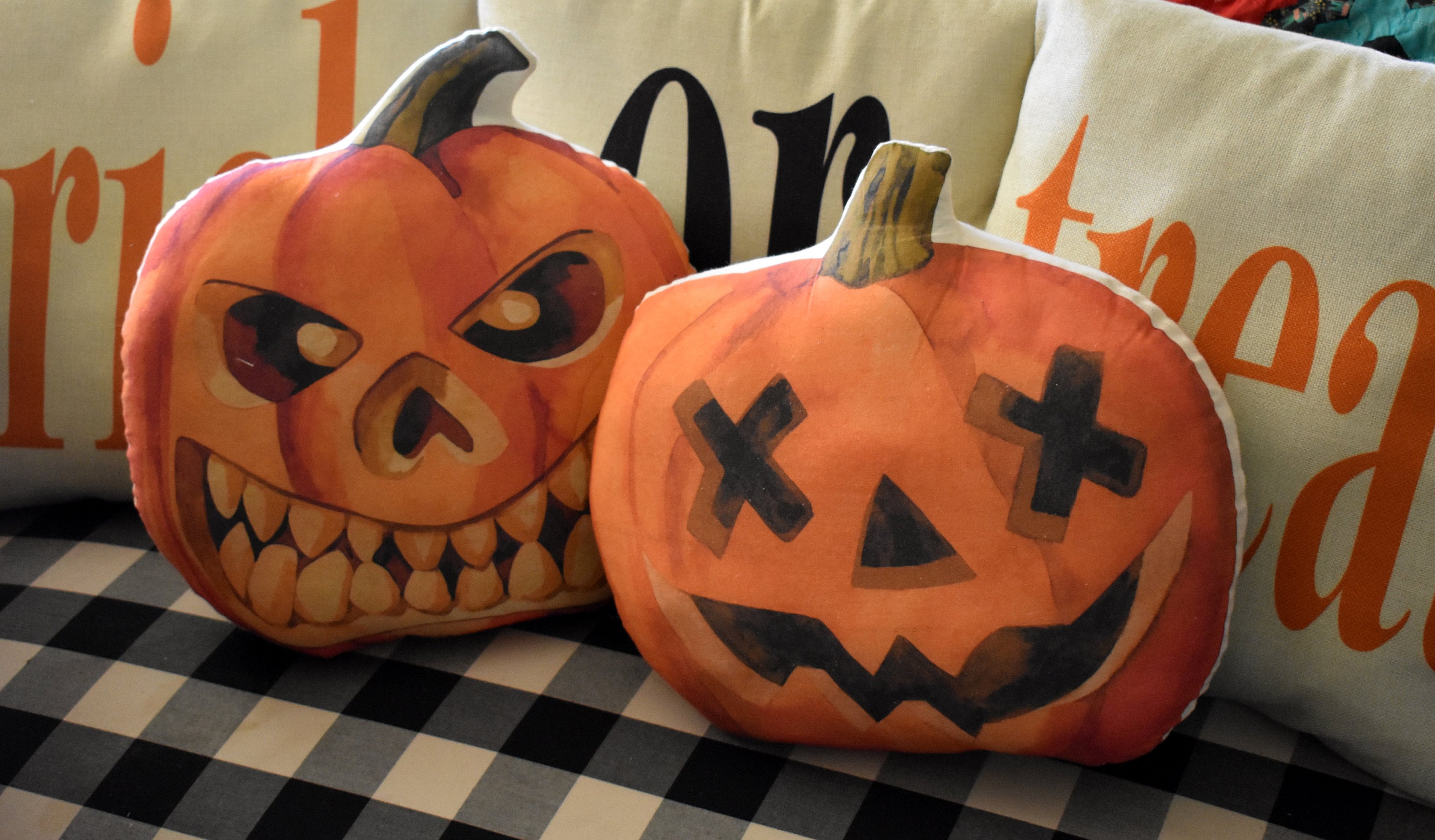 Halloween Scary Spooky Jack O Lantern Pumpkin Pillows (pumpkin With ...
