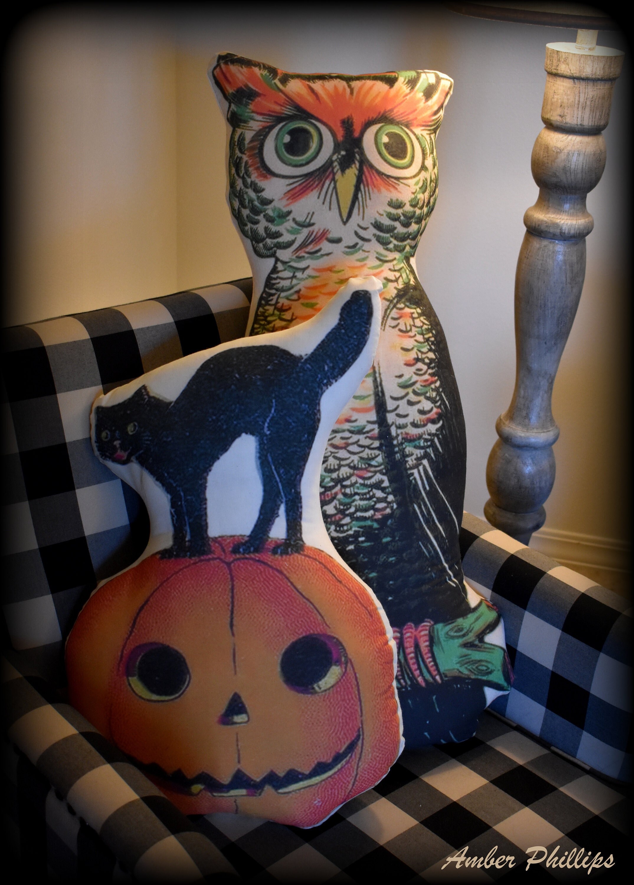 HUGE Halloween Vintage Owl Pillow 3 Feet Tall Spooky Old World Decor - Etsy