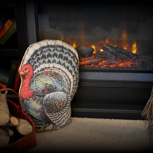 Huge vintage stand up Thanksgiving turkey stuffed pillow fall decor