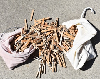 Over 4 pounds of vintage wooden laundry room clothespins