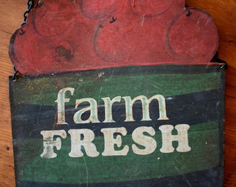 Farm fresh apple basket antique handmade farm roadside sign