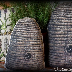 Extra large Bee Skep basket hive porch garden throw decorative pillow