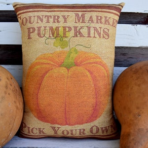 Pumpkin country fall harvest autumn farm pillow rustic primitive farmhouse brown