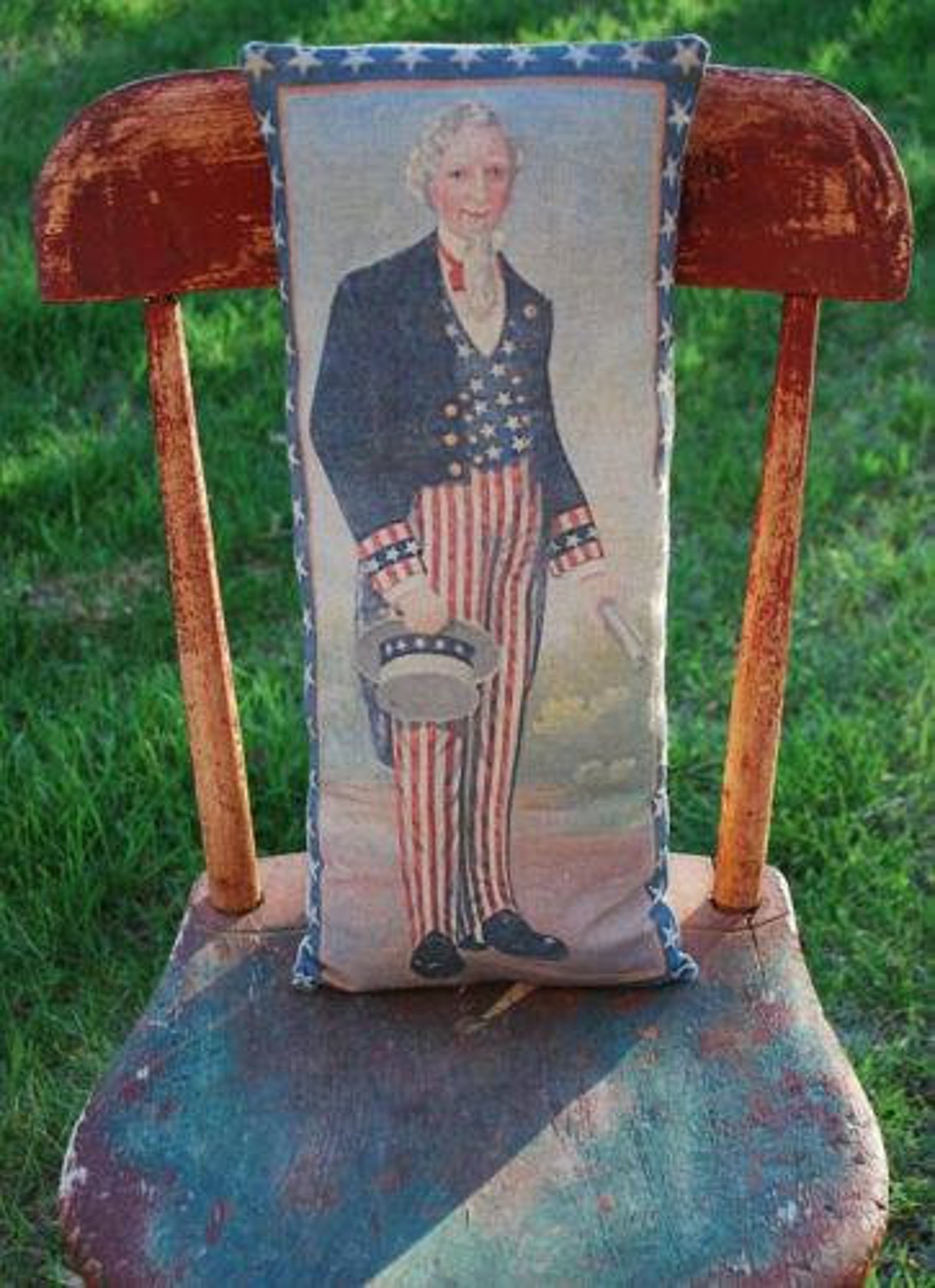 Antique primitive vintage uncle Sam stars portrait patriotic Etsy