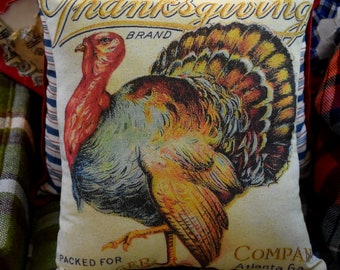 Happy Thanksgiving turkey brand ad label dinner party decoration throw pillow