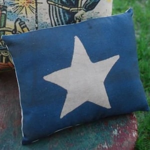 America Antique small blue star accent American old fourth of July Patriotic 4th Decorative Throw pillow
