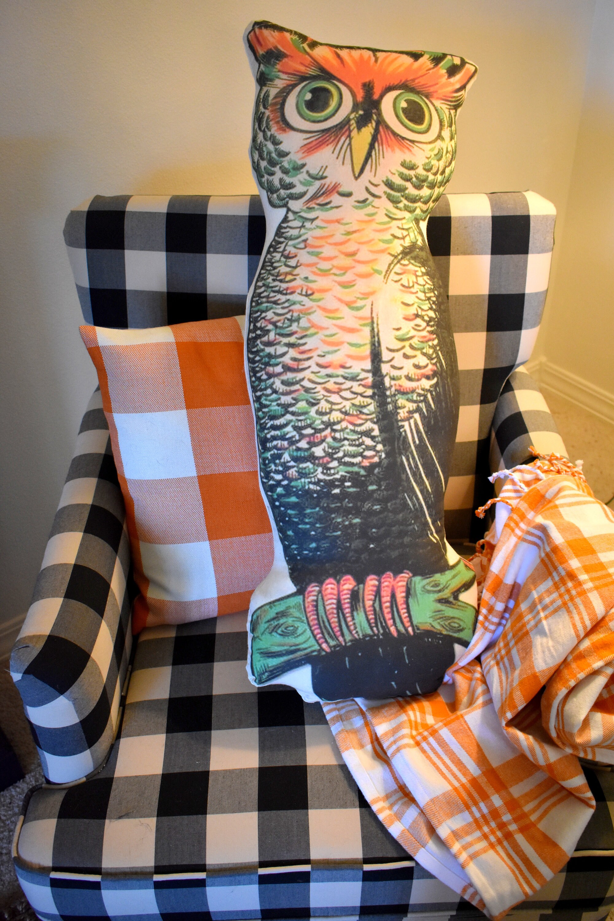 HUGE Halloween Vintage Owl Pillow 3 Feet Tall Spooky Old World Decor - Etsy