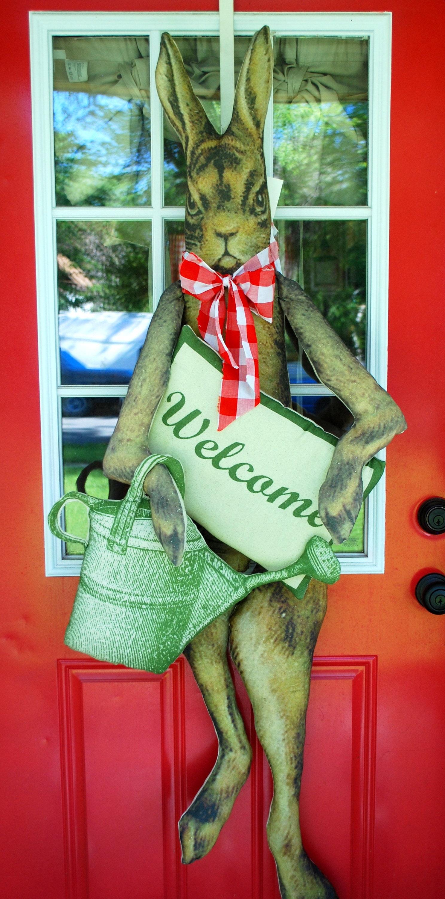 Primitive Garden Bunny Rabbit Door Wall Hanging Porch Sitter HUGE ...