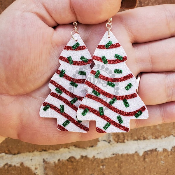 Christmas Tree Cake Lightweight Statement Earrings