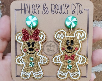 Gingerbread Mouse Lightweight Statement Earrings with posts