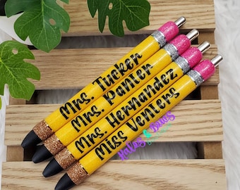 Teacher Pencil Pen . Glitter Pen . Teacher Appreciation Gift . Personalized Gift . InkJoy . Refillable Pen . Custom Glitter Pen .