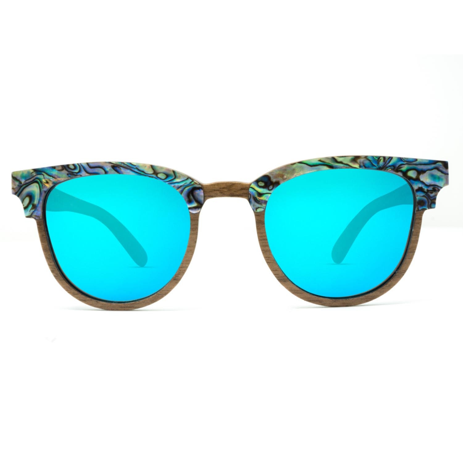 Abalone Seashell Walnut Sunglasses Ice Blue Etsy