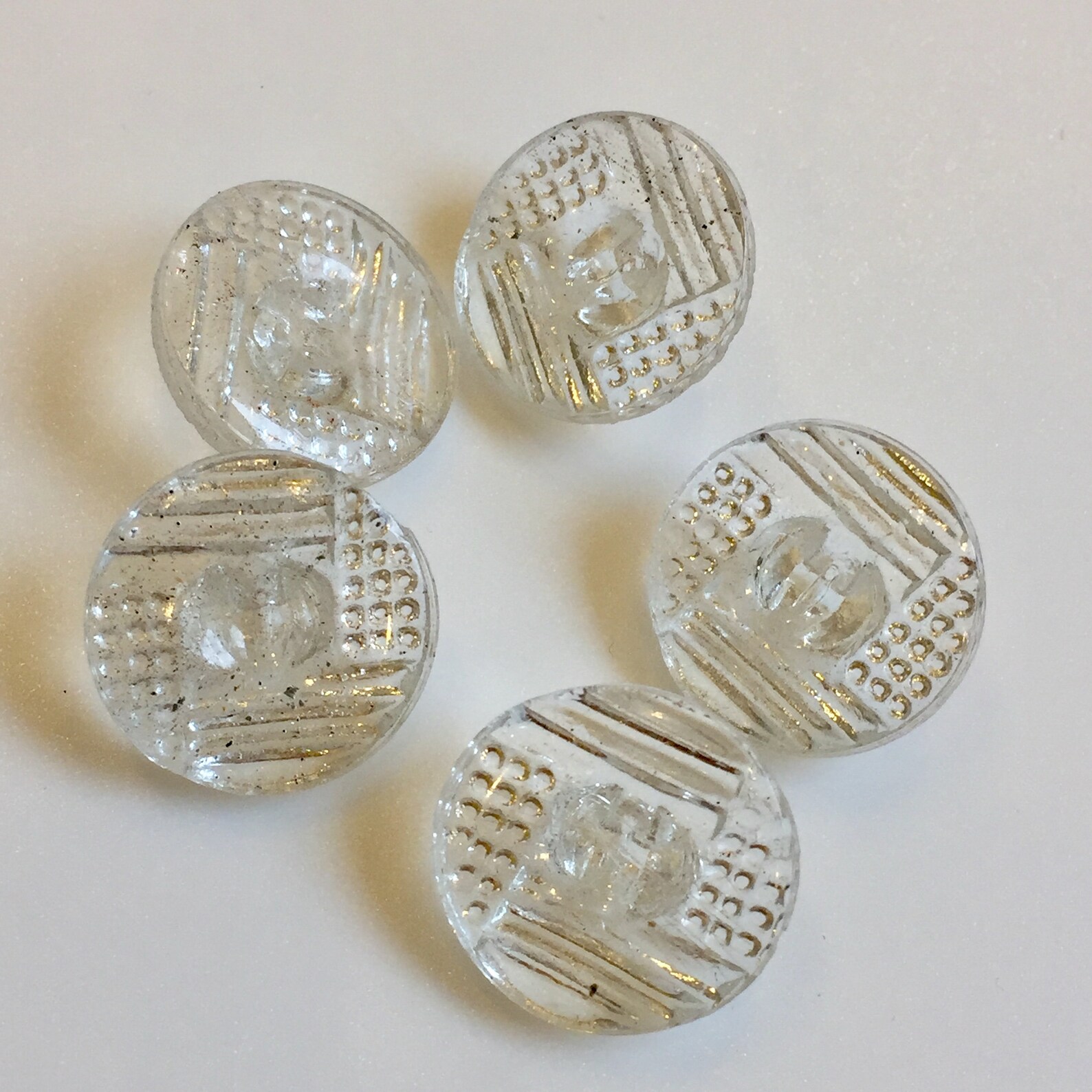 Lot of vintage clear glass buttons 3 designs18mm Etsy